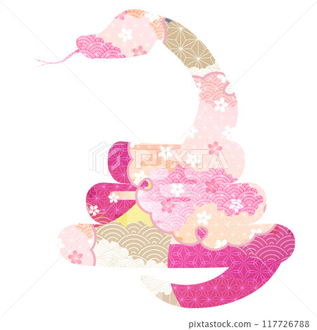 Snake New Year's card cherry blossom icon 117726788