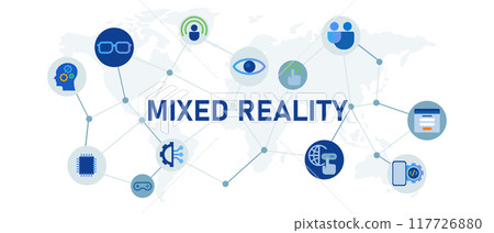 mixed reality augmented virtual media futuristic icon set electronic future VR AR technology mixed reality augmented virtual media futuristic icon set electronic future VR AR technology 117726880