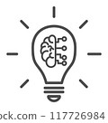 Artificial intelligence icon. Vector illustration. Symbol of innovation, engineering, idea, editable stroke, pixel perfect 117726984