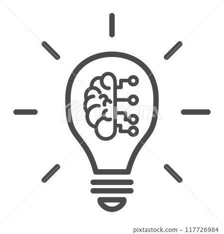 Artificial intelligence icon. Vector illustration. Symbol of innovation, engineering, idea, editable stroke, pixel perfect 117726984