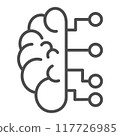 Neural network logo. Human brain emblem. Editable stroke, pixel perfect 117726985
