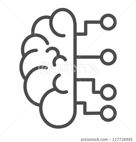 Neural network logo. Human brain emblem. Editable stroke, pixel perfect 117726985