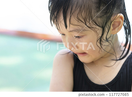 Girls playing in the pool Girls playing in the pool 117727085