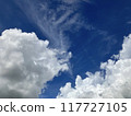 Blue sky and white fluffy clouds 117727105