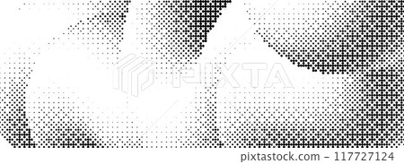 Pixelated curved gradient shape. Comic dither undulate texture background. Liquid squiggling form for banner, poster, leaflet, brochure. Cartoon rasterized overlay backdrop. Vector dotted wallpaper Pixelated curved gradient shape. Comic dither undulate texture background. Liquid squiggling form for banner, poster, leaflet, brochure. Cartoon rasterized overlay backdrop. Vector dotted wallpaper 117727124