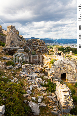 Remains of vaulted stone tombs in Necropolis of Anemurium 117727410