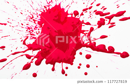 Red ink blot on white background Red ink blot on white background 117727819