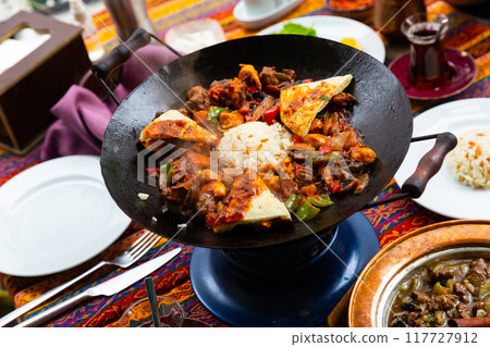 lamb meat saute coban kavurma 117727912