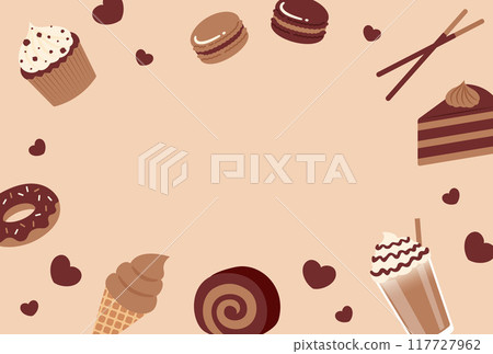 Valentine's Day cute chocolate sweets background illustration frame 117727962