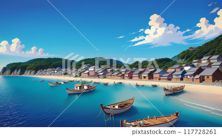 Seaside village scene 01 117728261