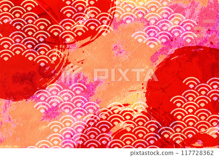Watercolor orange washi paper background 117728362