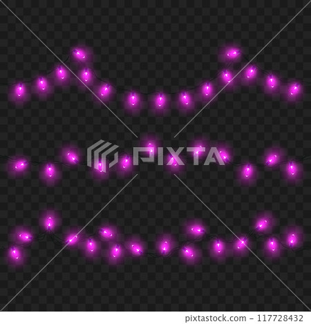 Pink string lights on dark background, creating a festive ambiance. Vector Pink string lights on dark background, creating a festive ambiance. Vector 117728432