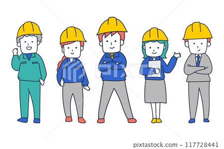 在建築公司或建築公司工作的專業男女團隊。 117728441