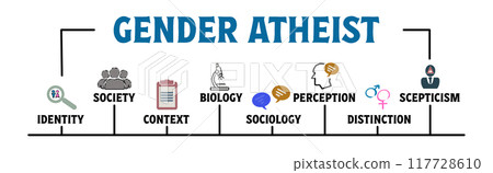 Gender Atheist Concept. Illustration with keywords and icons. Horizontal web banner Gender Atheist Concept. Illustration with keywords and icons. Horizontal web banner 117728610