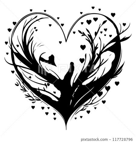 water color Heart love valentine illustration draw element 117728796