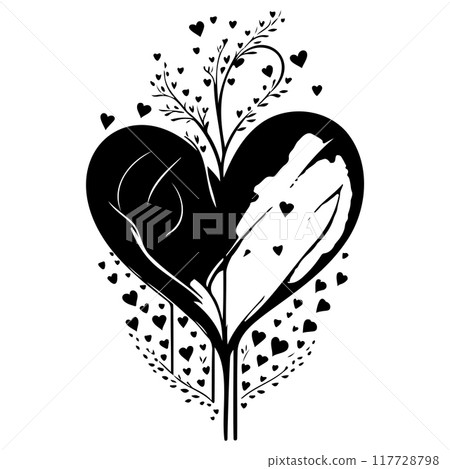 water color Heart love valentine illustration draw element 117728798