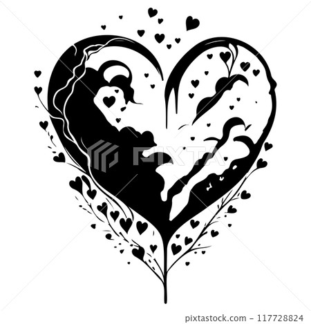 water color Heart love valentine illustration draw element 117728824