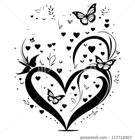love with butterfly valentine illustration draw element love with butterfly valentine illustration draw element 117728967