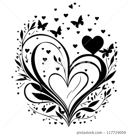 love with butterfly valentine illustration draw element 117729009