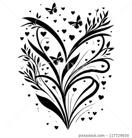 love with butterfly valentine illustration draw element love with butterfly valentine illustration draw element 117729038