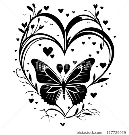 love with butterfly valentine illustration draw element love with butterfly valentine illustration draw element 117729039