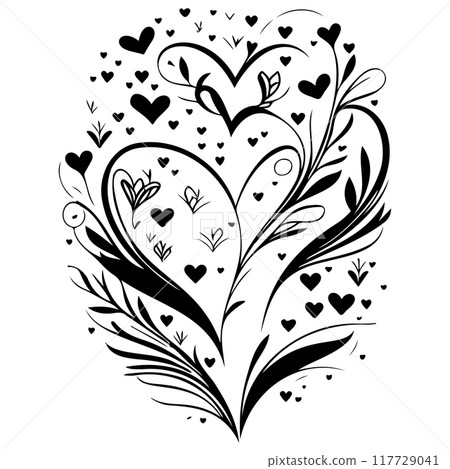 love with butterfly valentine illustration draw element love with butterfly valentine illustration draw element 117729041