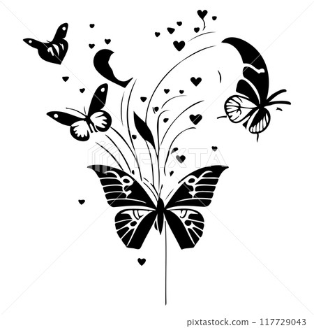 love with butterfly valentine illustration draw element love with butterfly valentine illustration draw element 117729043