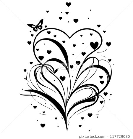 love with butterfly valentine illustration draw element 117729080