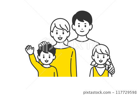 微笑的育兒家庭/家庭上半身套【人物向量圖素材】 117729598