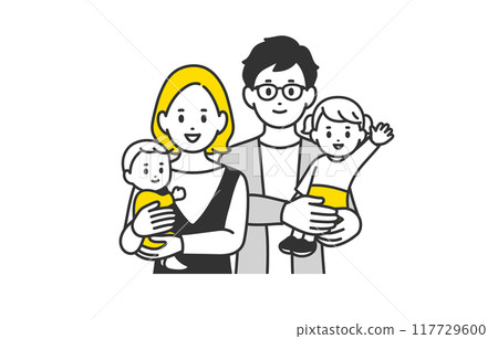 Smiling child-rearing household/family upper body set [People vector illustration material] 117729600