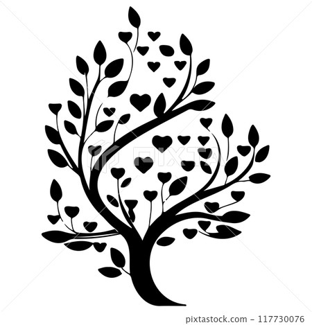 Valentine tree hearts and two birds illustration sketch element Valentine tree hearts and two birds illustration sketch element 117730076