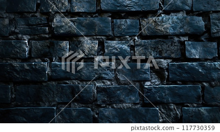 Black brick wall texture background. Dark edged. Black brick wall texture background. Dark edged. 117730359