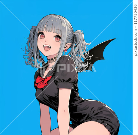 Halloween cosplay girl manga style illustration 117730436