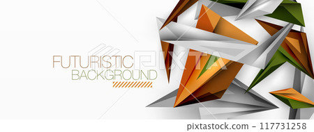 Minimal geometric abstract background. Low poly dynamic triangle design. Trendy techno business template for wallpaper, banner, background or landing 117731258
