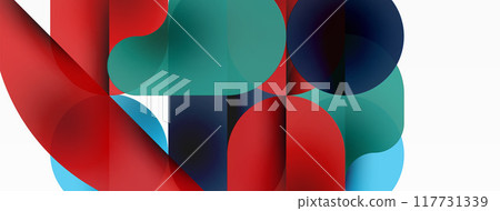 Circles and round shapes geometric minimal background. Transparent geometric shapes composition for wallpaper, banner, background or landing 117731339