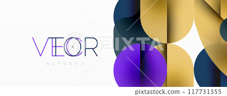 Minimal round shapes geometric abstract background. Circle design. Trendy techno business template for wallpaper, banner, background or landing Minimal round shapes geometric abstract background. Circle design. Trendy techno business template for wallpaper, banner, background or landing 117731355