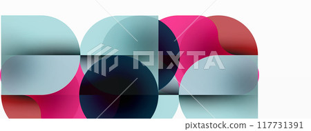 Circles and round shapes geometric minimal background. Transparent geometric shapes composition for wallpaper, banner, background or landing 117731391
