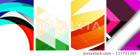 Minimal geometric abstract background with circles, lines and triangles 117731395