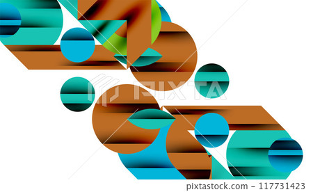 Neo memphis geometric pattern with circles, squares and lines. Pop art abstract background for covers, banners, flyers and posters and other templates 117731423