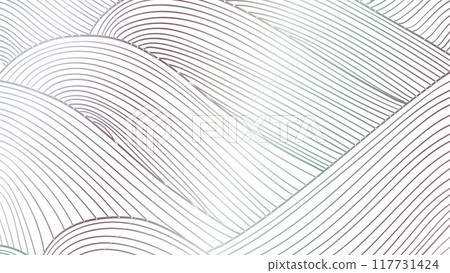 Abstract landscape background with colorful hand drawn line pattern vector. Ocean sea art with natural template. Banner design and wallpaper in vintage style. 117731424