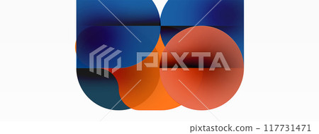 Circles and round shapes geometric minimal background. Transparent geometric shapes composition for wallpaper, banner, background or landing 117731471