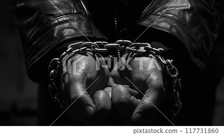 雙手被鍊子綁住的人 117731860