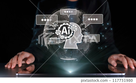 Human interact with AI artificial intelligence brain process generative AI UUID Human interact with AI artificial intelligence brain process generative AI UUID 117731980