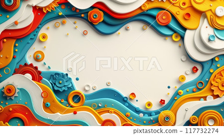 Colorful Abstract Paper Art Celebrating India Independence Day with Vibrant Patterns and Festive Design Colorful Abstract Paper Art Celebrating India Independence Day with Vibrant Patterns and Festive Design 117732274