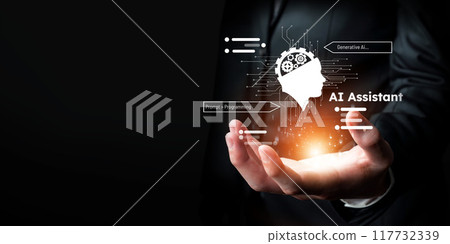 Human interact with AI artificial intelligence virtual assistant FaaS 117732339