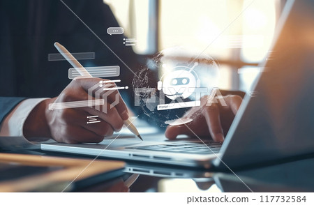 Human interact with AI artificial intelligence virtual assistant EIDE Human interact with AI artificial intelligence virtual assistant EIDE 117732584