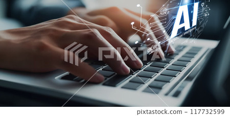 Human interact with AI artificial intelligence brain process generative AI EIDE 117732599
