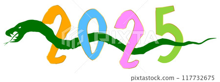 Snake New Year's card Zodiac icon Snake New Year's card Zodiac icon 117732675