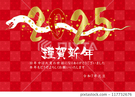 Snake New Year's card Japanese pattern background Snake New Year's card Japanese pattern background 117732676