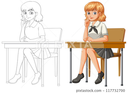 Student Sitting at Desk Illustration Student Sitting at Desk Illustration 117732700